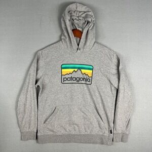 Patagonia Hoodie Mens Medium Line Logo Badge Lightweight Gray Gorpcore Outdoors